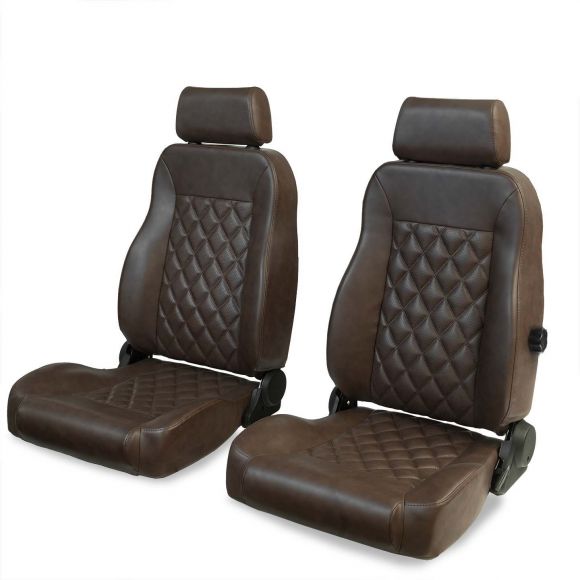 Caballo Classic Dark Saddle Diamond Front Bucket Seats, 66-77 Bronco